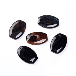 Black Agate Natural Black Agate Pendants, Dyed & Heated, Oval, 43x29.5x5.5mm, Hole: 1.6mm