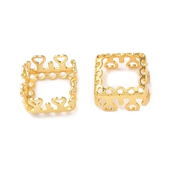 Golden Brass Sew on Prong Settings, Filigree Open Back Claw Settings for Pointed Back Rhinestone, Square, Golden, Tray: 8x8mm, 10x10x5.5mm, Hole: 0.8mm