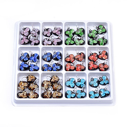 (52) Непрозрачная лаванда Ручной работы подвески золотые бусины песка, со цветком внутри , сердце, разноцветные, 27~32x21~22x9~10 мм, отверстие : 6~8 мм, 50 шт / коробка