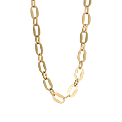 Настоящее золото 14K 304 из нержавеющей стали овальной звено цепи ожерелья, ионное покрытие (ip), реальный 14 k позолоченный, 17.72 дюйм (45 см)