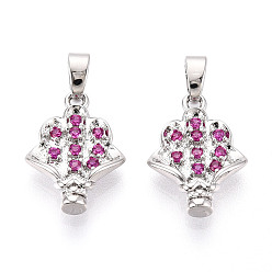 Платина Латунные микро проложить кубического циркония подвески, без кадмия и без свинца, цветок, платина, 16.5x12x3 мм, отверстие : 5x2 мм