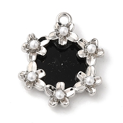 Платина Подвески из сплава с покрытием для цветочной стойки, с абс акрила, без кадмия, без никеля и без свинца, платина, 18.5x21.5x4 мм, отверстие : 1.6 мм