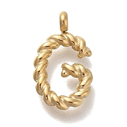 Letter G Вакуумное покрытие pvd 304 подвески из нержавеющей стали, реальный 18 k позолоченный, буквенное очарование, Буква G, 14x9.5x3 мм, отверстие : 1.8 мм