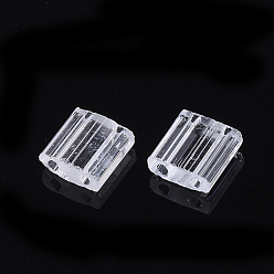 Clear 2-Hole Glass Seed Beads, Transparent Colours, Rectangle, Clear, 5x4.5~5.5x2~2.5mm, Hole: 0.5~0.8mm
