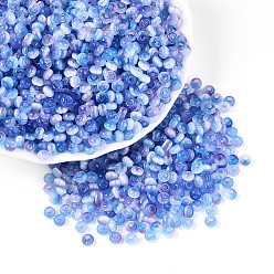 Васильковый Имитация кошачьего глаза стеклянные бусины, рондель, два тона, васильковый, 4~4.5x2.5~3 мм, отверстие : 1.2~1.5 мм, Около 7900 шт / фунт