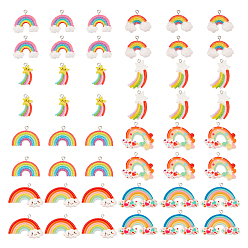 (52) Непрозрачная лаванда 48 шт 8 стили подвески из непрозрачной смолы, очарование радуги и метеора, с платиновыми тоновыми железными петлями, разноцветные, 20~30.5x15.5~41x4~6 мм, отверстие : 2 мм, 6 шт / стиль