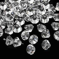 Прозрачный К 9 стекло, имитация Австрийские кристаллические шарики, класс AAA, граненые, алмаз, прозрачные, 9.5~10x7~8 мм, отверстие : 0.9~1 мм