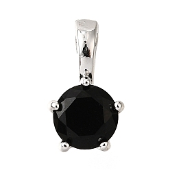 Платина Латунные микро проложить кубического циркония прелести, без кадмия, без никеля и без свинца, плоско-круглые, платина, 12.5x7x6 мм, отверстие : 3x3.5 мм