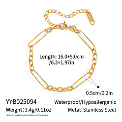 Настоящее золото 18K Браслеты из нержавеющей стали для женщин, реальный 18 k позолоченный, 6-1/4 дюйм (16 см)