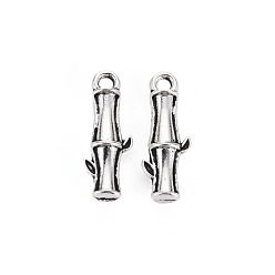 Античное Серебро Сплавочные сеттинги для кулона, тибетский стиль, без кадмия и без свинца, бамбуковую палку, античное серебро, 17x6x4 мм, отверстие : 1.6 мм