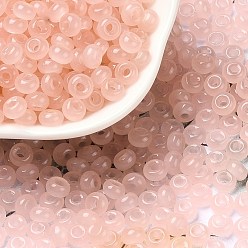 Light Salmon 3/0 Glass Seed Beads, Transparent Colours, Round, Light Salmon, 5~5.5x3~3.5mm, Hole: 1.5~1.6mm, about 3488pcs/pound