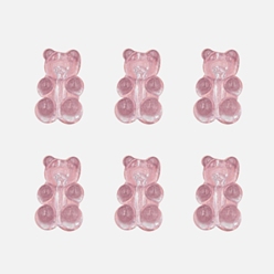 Pink Transparent Acrylic Beads, Bear, Pink, 17x11mm, Hole: 1.5mm