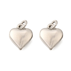 Платина Латунные подвески, сердце прелести, стойки покрытие, прочное покрытие, без кадмия и без свинца, с целью перехода в кольце, платина, 9x8x2.5 мм, отверстие : 2 мм