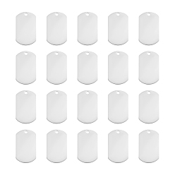 Нержавеющая Сталь Цвет 20 шт. 201 подвески из нержавеющей стали, лазерная резка, штамповка пустой метки, прямоугольные, цвет нержавеющей стали, 25x15.5x1 мм, отверстие : 1.8 мм