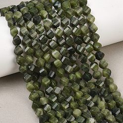 Chinese Jade Природные китайский нефрит бисер пряди, граненые, твист, 6~6.5x5x5 мм, отверстие : 1 мм, около 58~61 шт / нитка, 14.17''~14.69'' (36~37.3 см)