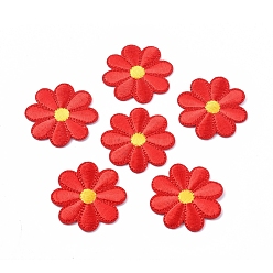 Красный Компьютеризированная вышивка тканью утюжок на / шить на заплатках, аксессуары для костюма, аппликация, подсолнечник, красные, 40x1.5 мм