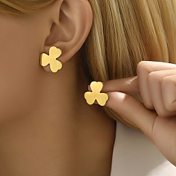 Золотой Модные серьги-гвоздики из нержавеющей стали с нерегулярным клевером, золотые, 201 мм