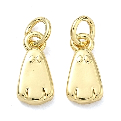 Настоящее золото 18K Латунные подвески, призрак, без кадмия и без свинца, стойки покрытие, долговечный, реальный 18 k позолоченный, 12x6x2.5 мм, отверстие : 3.4 мм, Перейти кольцо: 5x0.8 мм