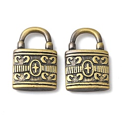 Brushed Antique Bronze Стойки обшивки латунные подвески, без кадмия и без свинца, запирать, щеткой античная бронза, 21x14x4 мм, отверстие : 7x6 мм