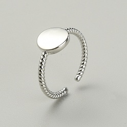 Платина Латунное плоское круглое открытое манжетное кольцо, перстень для женщин, платина, размер США 6 3/4 (17.1 мм)