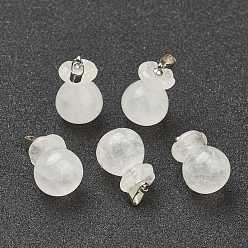 Quartz Crystal Natural Quartz Crystal Pendants, with Platinum Brass Findings, Lucky Bag, 20.5x13mm, Hole: 2.5x6mm