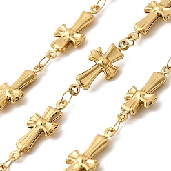Настоящее золото 18K 304 стали крест ссылка цепи из нержавеющей, несварные, с катушкой, реальный 18 k позолоченный, 20.5x8.5x3.5 мм, 5 м / рулон