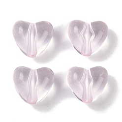 Розовый Прозрачные акриловые бусины, сердце, туманная роза, 9.5x10.5x6.5 мм, отверстие : 1.8 мм