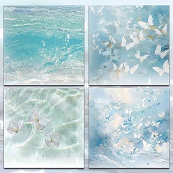 Бирюза Блокнот с рисунком бабочки, наклейки с наклейками, для офисного школьного чтения, квадратный, бирюзовые, 76x76 мм, 80 шт