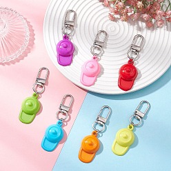 Платина Подвесные украшения из непрозрачного акрила, шляпа, с поворотными застежками сплава, платина, 72 мм