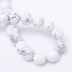 Howlite Round Natural Howlite Bead Strands, 8~9mm, Hole: 1mm, about 46pcs/strand, 15.3 inch