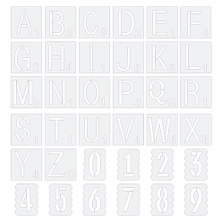 Weiß Plastik Zeichnung Schablone, Zeichnungsmaßstab Vorlage, für diy scrapbooking, Buchstabe a ~ z & Nummer 0~9, weiß, 72 Blätter / Satz