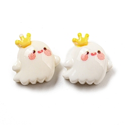 Желтый Кабошоны из непрозрачной смолы для Хэллоуина, маленькое привидение с короной, желтые, 13.5x13.5x6.5 мм