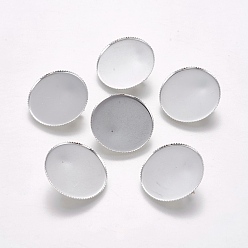 Silver Brass Brooch Base Settings, Rack Plating, Flat Round, Silver Color Plated, 26x7mm, Pin: 0.7mm, 25mm inner diameter