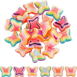 (52) Непрозрачная лаванда 24 шт 6 цвета пластиковых кабошонов, полосатая бабочка, разноцветные, 10.5x12.5x6 мм