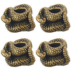 Античная Бронза 4шт. латунные европейские бусины, бусины с большим отверстием, змея, античная бронза, 13.5x16.5x15.5 мм, отверстие : 6 мм