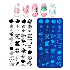 Бабочка Устойчивые к потускнению 410 пластины для стемпинга ногтей из нержавеющей стали, шаблоны для ногтей, прямоугольные, цвет нержавеющей стали, бабочка, 12x6x0.05 см