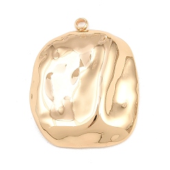 Light Gold 304 Stainless Steel Pendants, Hammered Rectangle Charms, Light Gold, 38x30.5x3mm, Hole: 2mm