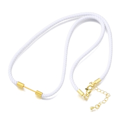 Белый 3мм круглые нейлоновые миланские шнуры для изготовления ожерелий, с латунными выводами и 303 застежками из лобстера из нержавеющей стали, золотые, долговечный, стойки покрытие, белые, 19.53 дюйм (49.6 см)