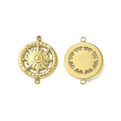 Real 14K Gold Plated 304 Stainless Steel Connector Charms, Flat Round Links, Real 14K Gold Plated, 16x12.5x2mm, Hole: 1mm