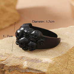 Черный Регулируемые манжеты из сплава в этническом стиле, череп, чёрные, внутренний диаметр: регулируемый