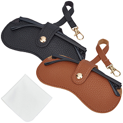 Couleur Mélangete 2 pièces 2 couleurs étui à lunettes rectangulaire en cuir PU, protecteur de sacs en verre anti-rayures, avec chiffon de nettoyage pour lunettes en fibre de daim pc, couleur mixte, 1mm