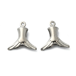 Couleur Acier Inoxydable Pendentifs en acier inoxydable anti-ternissement, breloques en queue de poisson, couleur inox, 304mm, Trou: 15x14x4mm