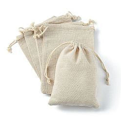 Wheat Cotton Packing Pouches Drawstring Bags, Gift Sachet Bags, Muslin Bag Reusable Tea Bag, Wheat, 17x12cm