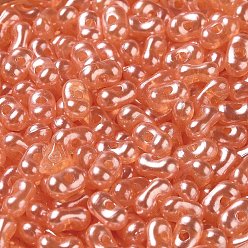 Coral Opaque Acrylic Beads, Beans, Coral, 6x3.5x3mm, Hole: 1.2mm, about 10000pcs/500g