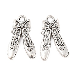 Античное Серебро Балетная обувь тибетском стиле гальванического цинка подвески, античное серебро, 21x12x2 мм, отверстие : 2 мм
