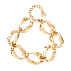 Настоящее золото 18K 304 браслеты из нержавеющей стали с цепочкой из звеньев для женщин, реальный 18 k позолоченный, 6-3/8 дюйм (16.1 см)
