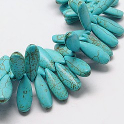 Turquoise Synthetical Dyed Turquoise Teardrop Bead Strand, Turquoise, 25x10x5mm, Hole: 1mm, about 760pcs/kg