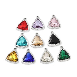 Платина K 5 стеклянные подвески, сплавочная фурнитура, УФ-покрытием, треугольные, платина, 18.5x15.5x5 мм, отверстие : 1.8 мм