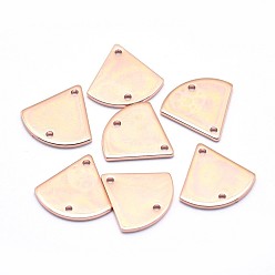 Розовый Позолоченный Соединители латунные звенья, без кадмия, без никеля и без свинца, треугольные, Настоящее розовое золото покрыто, 12.5x13x1 мм, отверстие : 1 мм
