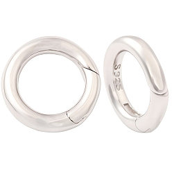 Платинированный 2 шт. 925 пружинные затворные кольца из стерлинговой стали, круглое кольцо со штампом 925, Реальная платина, 12x2 мм, внутренний диаметр: 7.5 мм